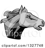 Poster, Art Print Of Grayscale Tough Stallion Horse Head 2