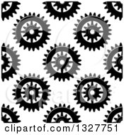 Poster, Art Print Of Seamless Background Pattern Of Grayscale Gear Cogs 5