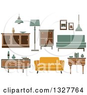 Clipart Of Retro Household Furniture Royalty Free Vector Illustration