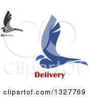 Poster, Art Print Of Blue And Gray Birds With Delivery Text