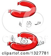 Clipart Of A Cartoon Face Hands And Curved Pepperoni Sausages Royalty Free Vector Illustration