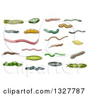 Poster, Art Print Of Cartoon Grubs Worms And Caterpillars