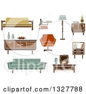 Clipart Of Retro Household Furniture 2 Royalty Free Vector Illustration