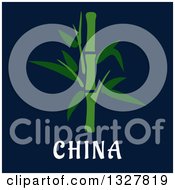 Poster, Art Print Of Flat Design Bamboo Stalk Over China Text On Blue
