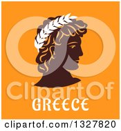 Clipart Of A Flat Design Ancient Greek Athlete Over Text On Orange Royalty Free Vector Illustration