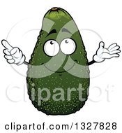 Clipart Of A Cartoon Avocado Character Pointing Looking Up And Presenting Royalty Free Vector Illustration