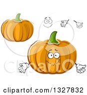 Clipart Of A Cartoon Face Hands And Pumpkins Royalty Free Vector Illustration