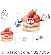Poster, Art Print Of Cartoon Face Hands And Strawberry Cakes