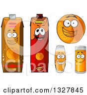Poster, Art Print Of Happy Cartoon Orange And Juice Characters 3