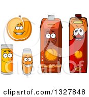 Poster, Art Print Of Cartoon Apricot Character And Juices 2