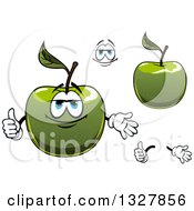 Clipart Of A Happy Face Hands And Green Apples Royalty Free Vector Illustration