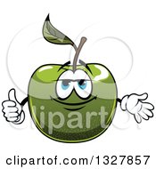 Poster, Art Print Of Happy Green Apple Presenting And Giving A Thumb Up