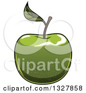Clipart Of A Shiny Green Apple Royalty Free Vector Illustration