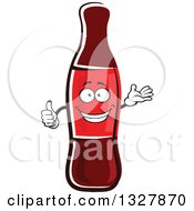 Poster, Art Print Of Cartoon Soda Bottle Character Presenting And Giving A Thumb Up