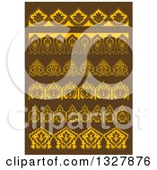 Poster, Art Print Of Golden Floral Decorative Arabesque Borders On Brown
