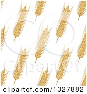 Clipart Of A Seamless Background Patterns Of Gold Wheat On White 5 Royalty Free Vector Illustration