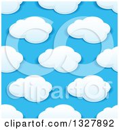 Poster, Art Print Of Seamless Pattern Background Of Puffy Clouds In A Blue Sky 8