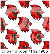 Poster, Art Print Of Seamless Pattern Background Of Red Cardinal Birds 2