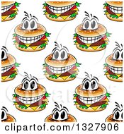 Poster, Art Print Of Seamless Background Pattern Of Grinning Cheeseburgers