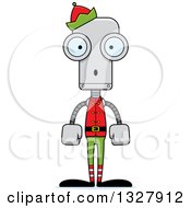 Poster, Art Print Of Cartoon Skinny Surprised Robot Christmas Elf