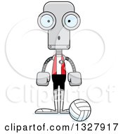 Poster, Art Print Of Cartoon Skinny Surprised Robot Volleyball Player