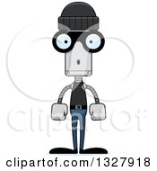 Clipart Of A Cartoon Skinny Surprised Robot Robber Royalty Free Vector Illustration