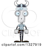 Poster, Art Print Of Cartoon Skinny Surprised Viking Robot