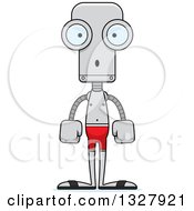 Clipart Of A Cartoon Skinny Surprised Robot Swimmer Royalty Free Vector Illustration