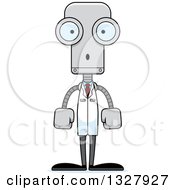 Clipart Of A Cartoon Skinny Surprised Robot Scientist Royalty Free Vector Illustration