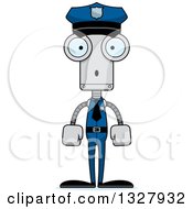 Poster, Art Print Of Cartoon Skinny Surprised Robot Police Officer