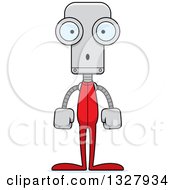 Clipart Of A Cartoon Skinny Surprised Robot In Pjs Royalty Free Vector Illustration