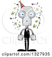 Poster, Art Print Of Cartoon Skinny Surprised Party Robot