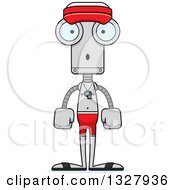 Poster, Art Print Of Cartoon Skinny Surprised Robot Lifeguard