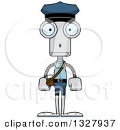 Poster, Art Print Of Cartoon Skinny Surprised Robot Mailman