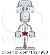 Clipart Of A Cartoon Skinny Surprised Karate Robot Royalty Free Vector Illustration