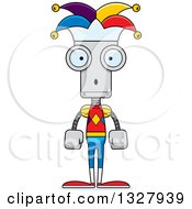 Poster, Art Print Of Cartoon Skinny Surprised Robot Jester