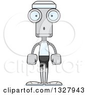 Poster, Art Print Of Cartoon Skinny Surprised Fitness Robot