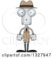Poster, Art Print Of Cartoon Skinny Surprised Robot Detective