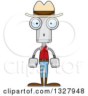 Poster, Art Print Of Cartoon Skinny Surprised Robot Cowboy