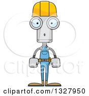Poster, Art Print Of Cartoon Skinny Surprised Robot Construction Worker
