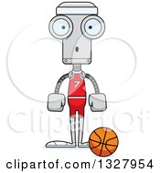 Poster, Art Print Of Cartoon Skinny Surprised Robot Basketball Player