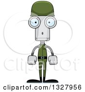 Poster, Art Print Of Cartoon Skinny Surprised Soldier Robot