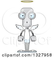 Poster, Art Print Of Cartoon Skinny Surprised Angel Robot