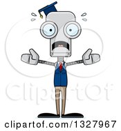 Poster, Art Print Of Cartoon Skinny Scared Robot Professor