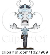 Poster, Art Print Of Cartoon Skinny Scared Viking Robot