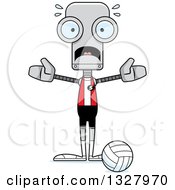 Poster, Art Print Of Cartoon Skinny Scared Robot Volleyball Player