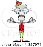 Poster, Art Print Of Cartoon Skinny Scared Robot Christmas Elf