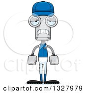Clipart Of A Cartoon Skinny Sad Baseball Robot Royalty Free Vector Illustration