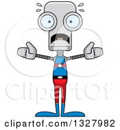 Poster, Art Print Of Cartoon Skinny Scared Super Hero Robot