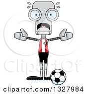 Poster, Art Print Of Cartoon Skinny Scared Robot Soccer Player